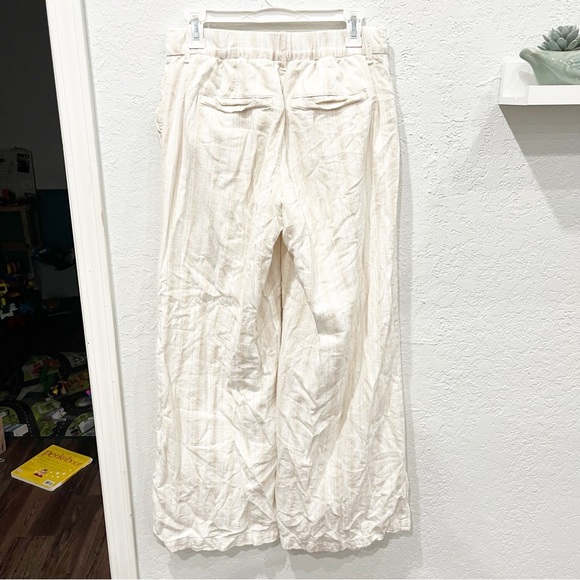 American Eagel Pants women's 2 Striped Wide Leg Linen Blend Coastal Minimalist - Picture 4 of 6
